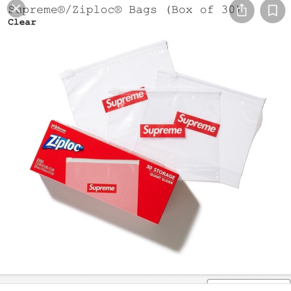 3 Supreme box logo ziplock bags